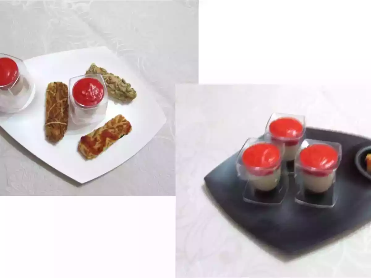 CREMA DE BACALAO CON CREMA DE PIMIENTOS - foto 2