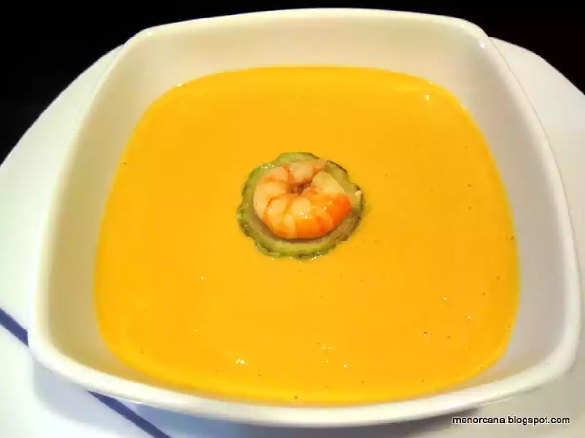 Crema de calabacín y gambas