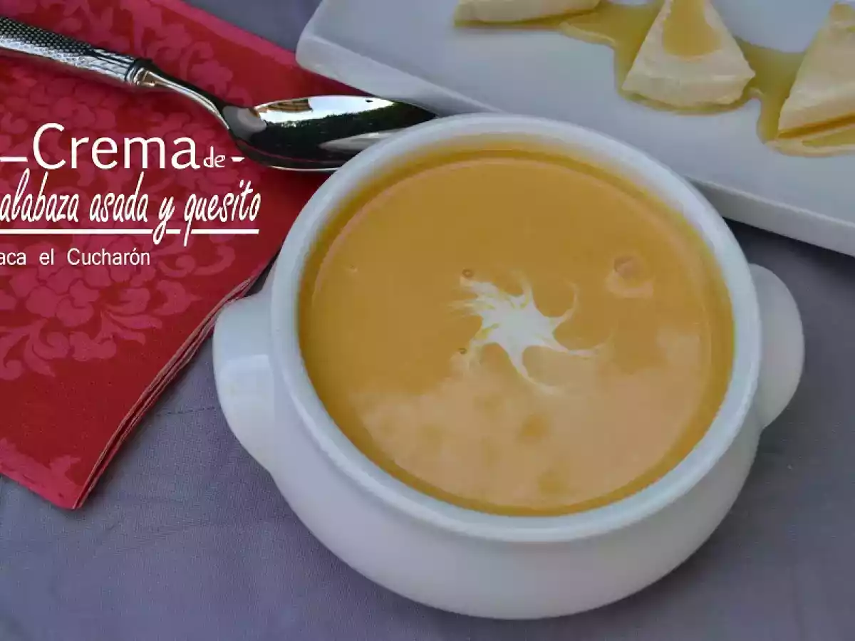 Crema de calabaza asada y quesitos