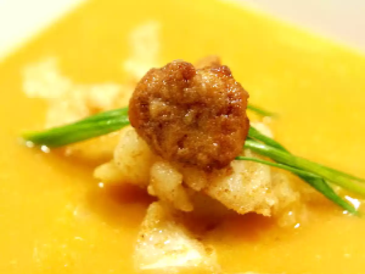 Crema de calabaza con bacalao y rossinyol - foto 2