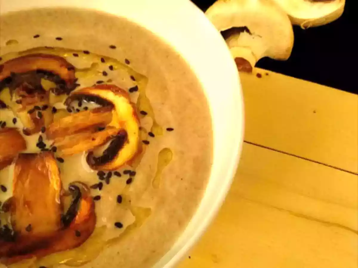 Crema de champiñones y chalotas