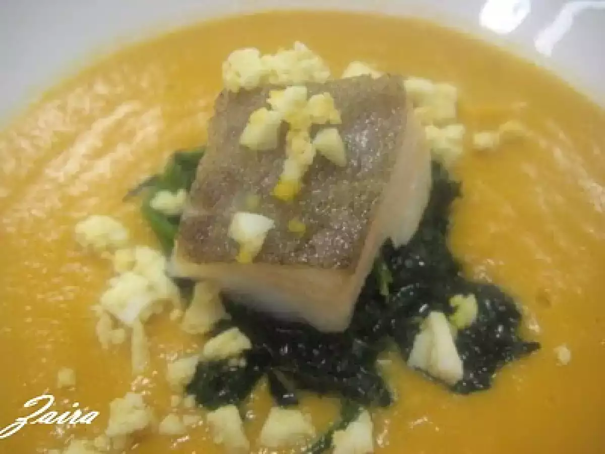 Crema de garbanzos con bacalao y espinacas - foto 2