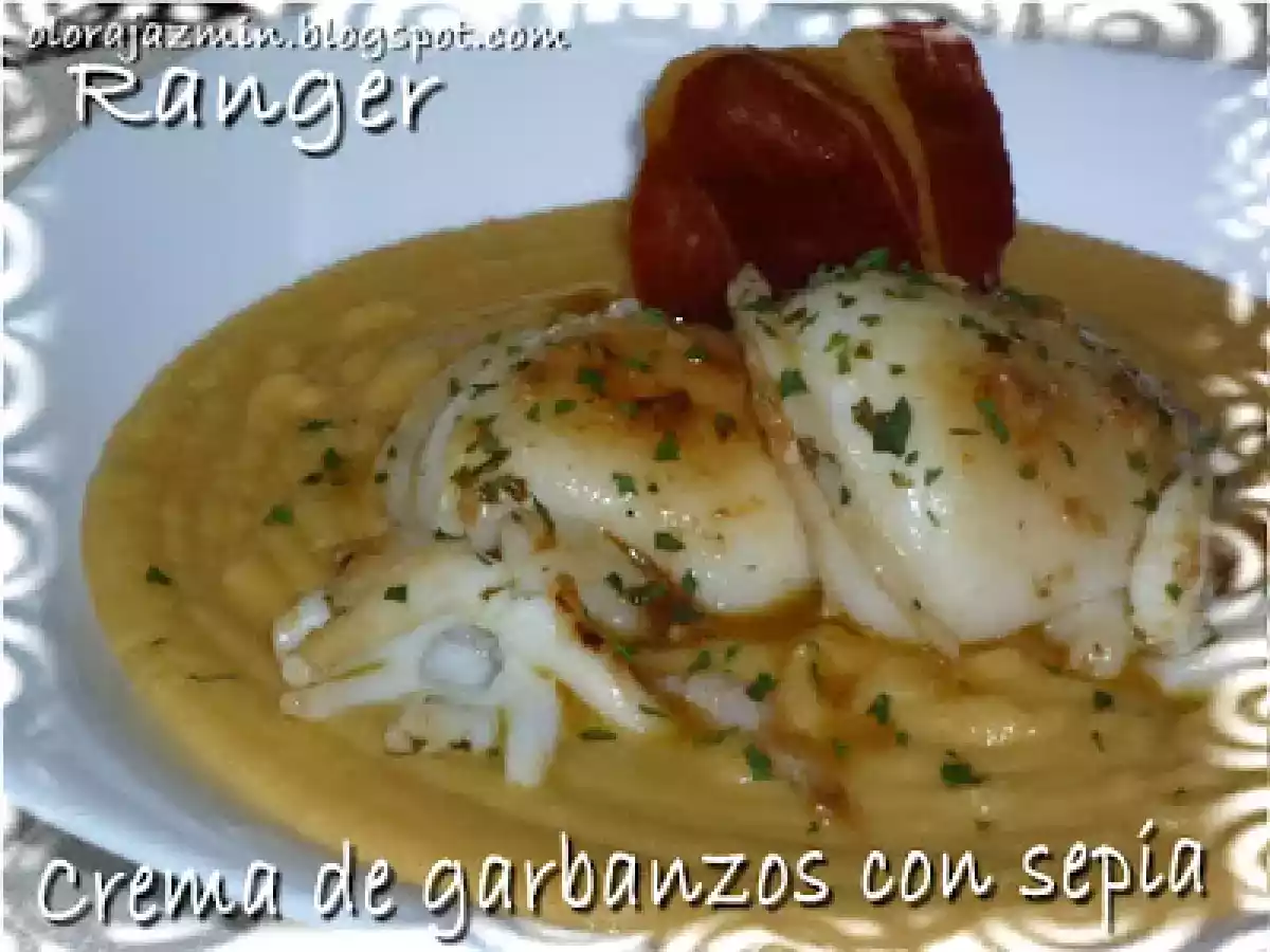 Crema de garbanzos con sepia
