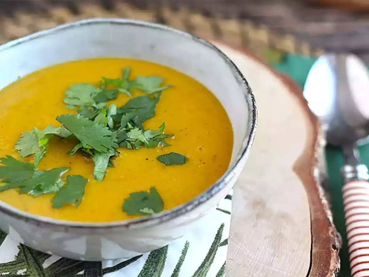 Crema de lentejas rojas y calabaza - foto 3