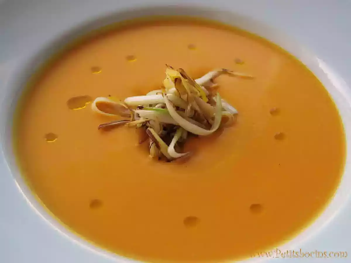 Crema de pastanaga i carbassa amb alls tendres - foto 2