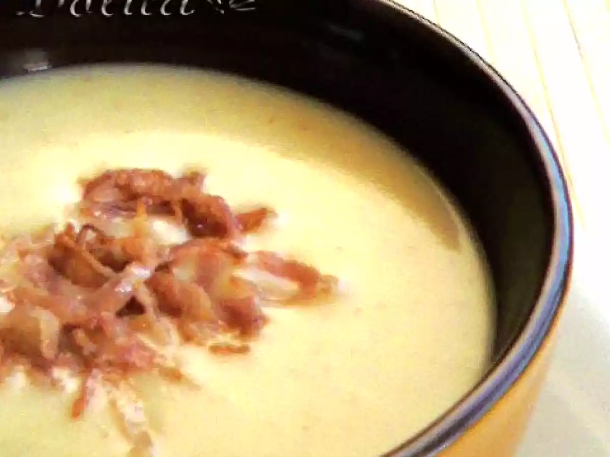 Crema de patata con bacon y jengibre