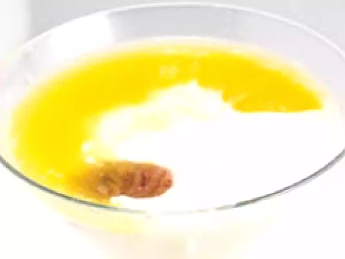 Crema de Yogur bañada en zumo de naranja