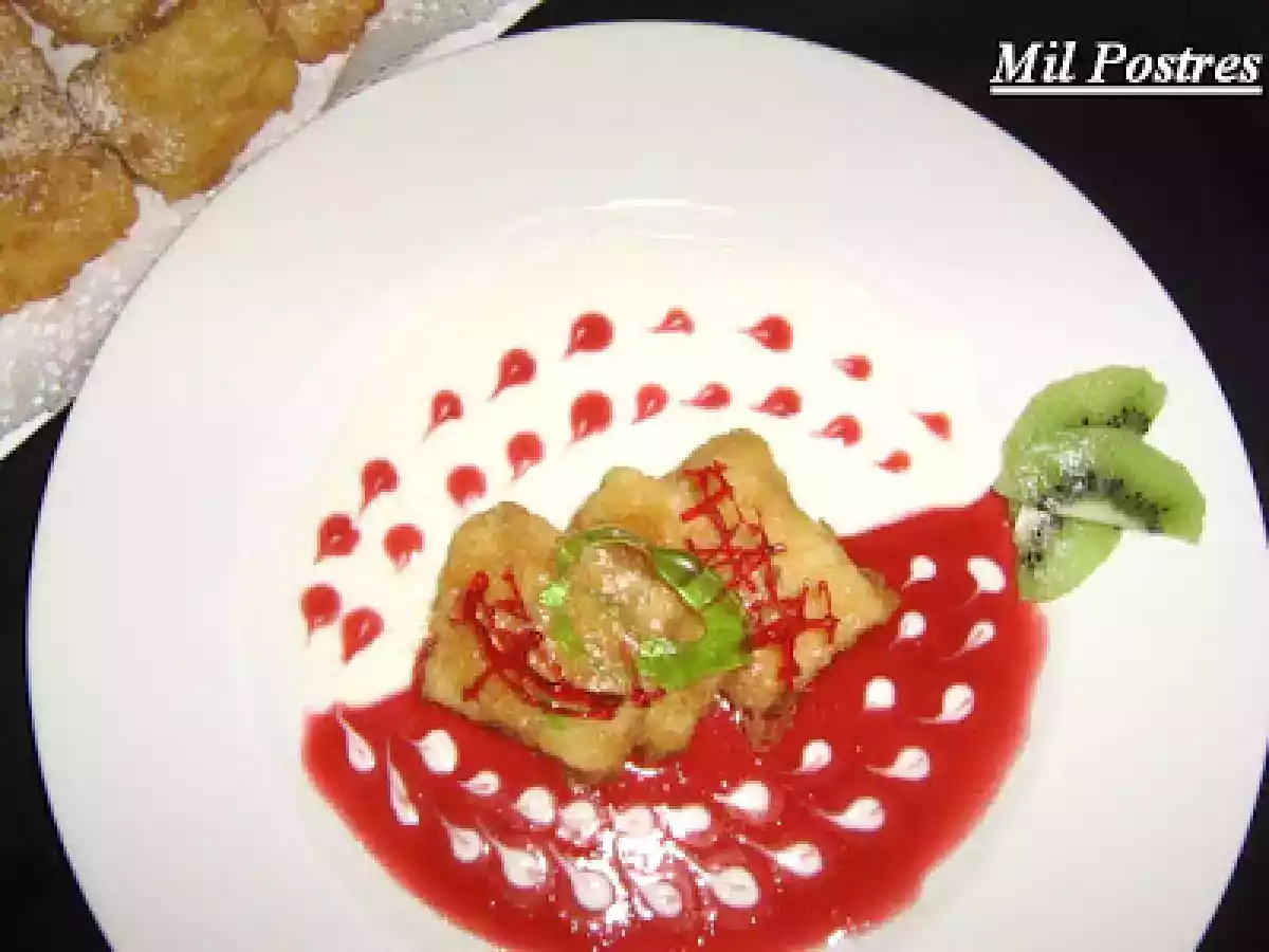 Crema frita de mascarpone con dos salsas - foto 2