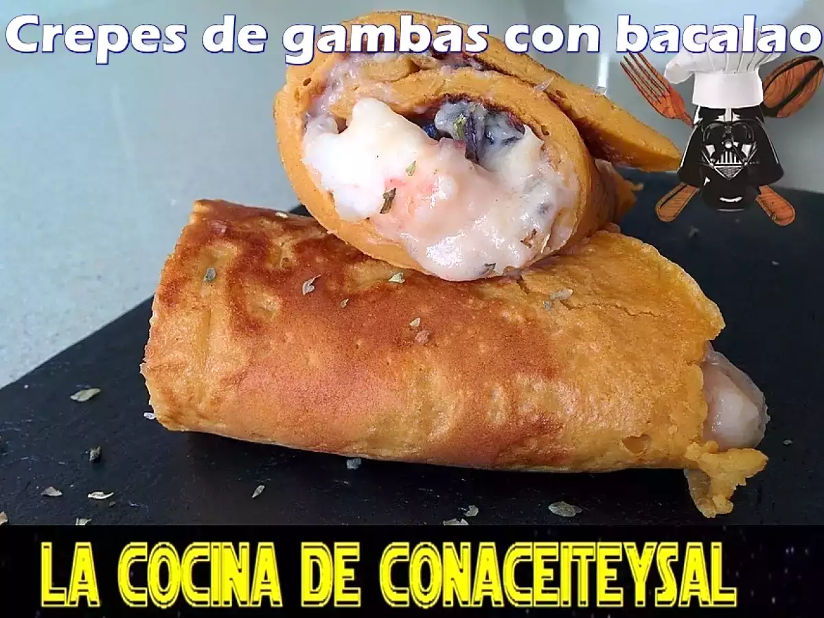 Crepes de Gambas rellenas de Bacalao