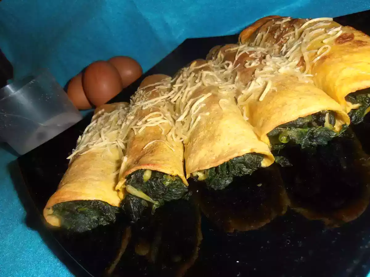 Crepes de pan y espinacas