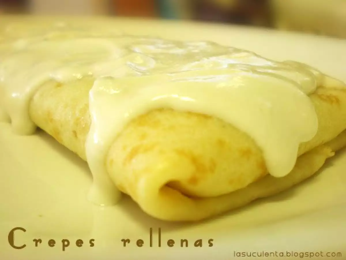 Crepes rellenas de setas y jamón