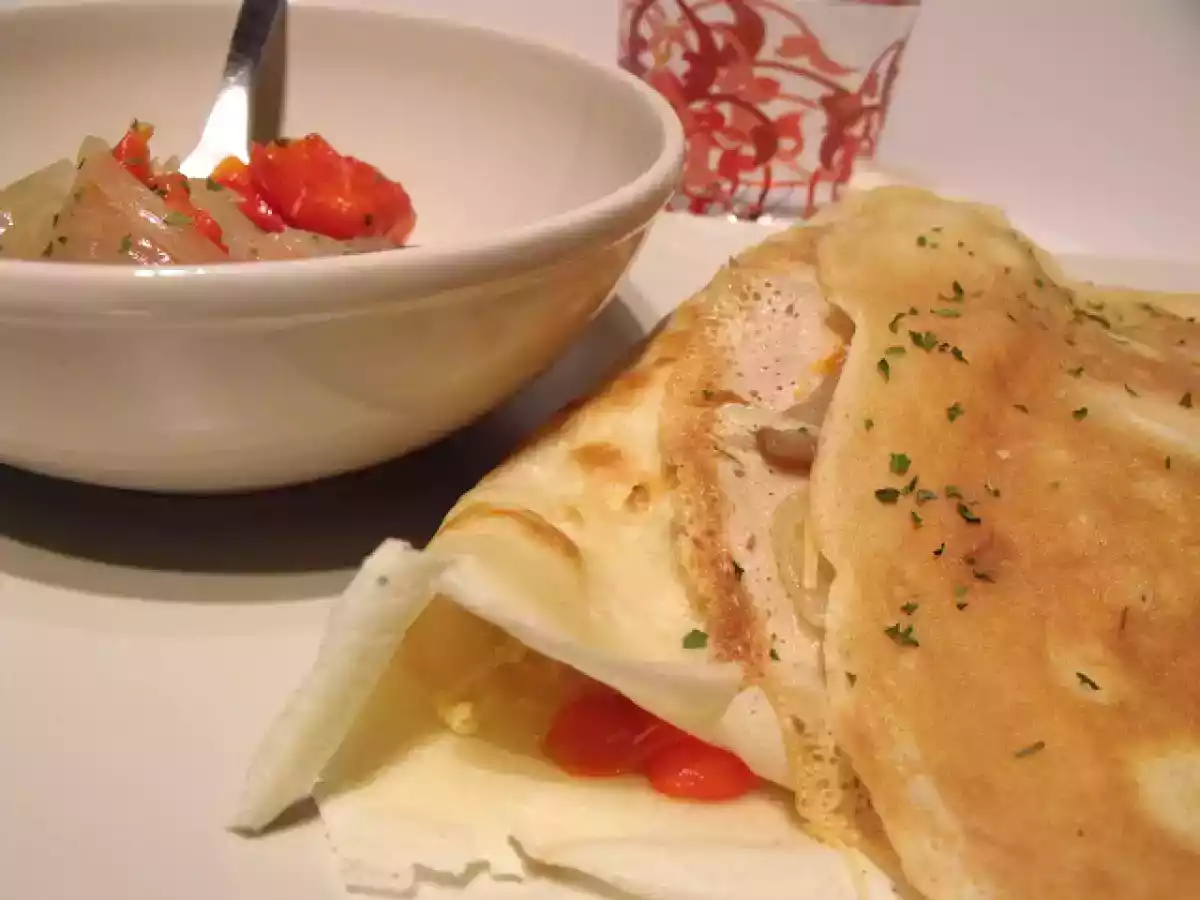 Crêpes rellenos de verduras asadas