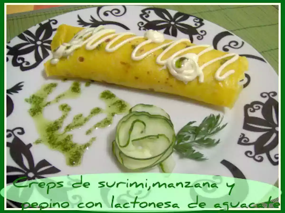 CREPS DE SURIMI, MANZANA Y PEPINO CON LACTONESA DE AGUACATE - foto 2