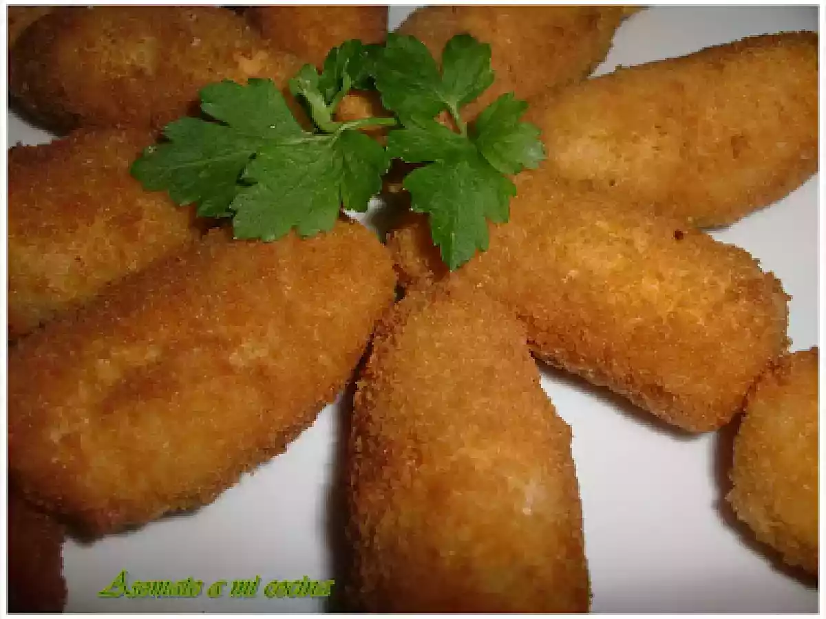 Croquetas de arroz con queso y jamón (de Kanela y Limón)