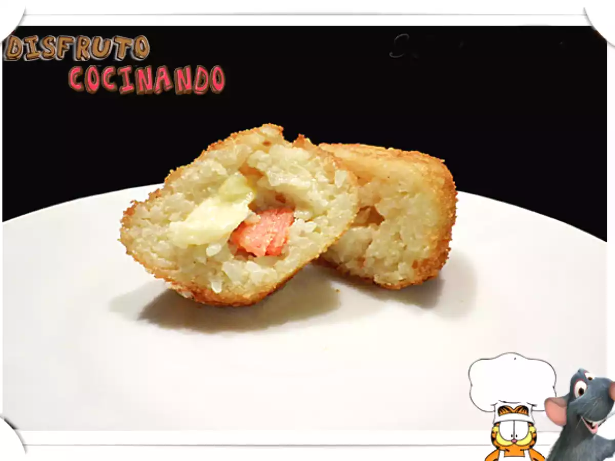 Croquetas de arroz rellenas jamón y queso