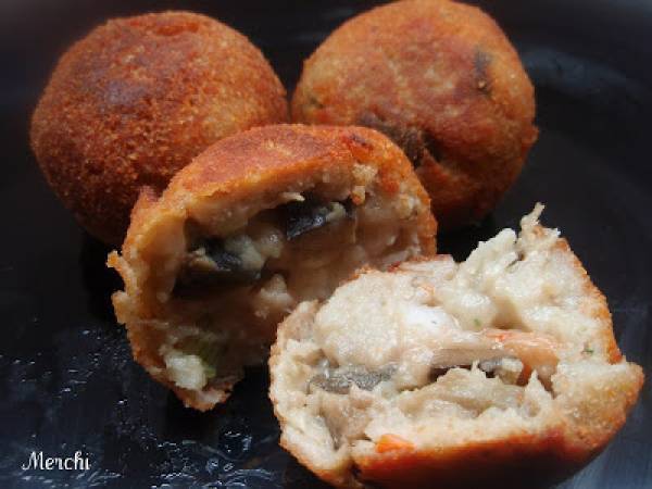 Croquetas de berenjenas y gambas - foto 3