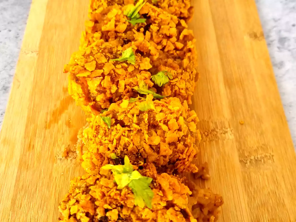 Croquetas de queso de cabra, cebolla y nueces {en horno}