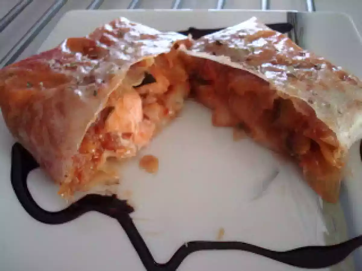 Crujiente de gambas y salmón con verduritas - foto 2