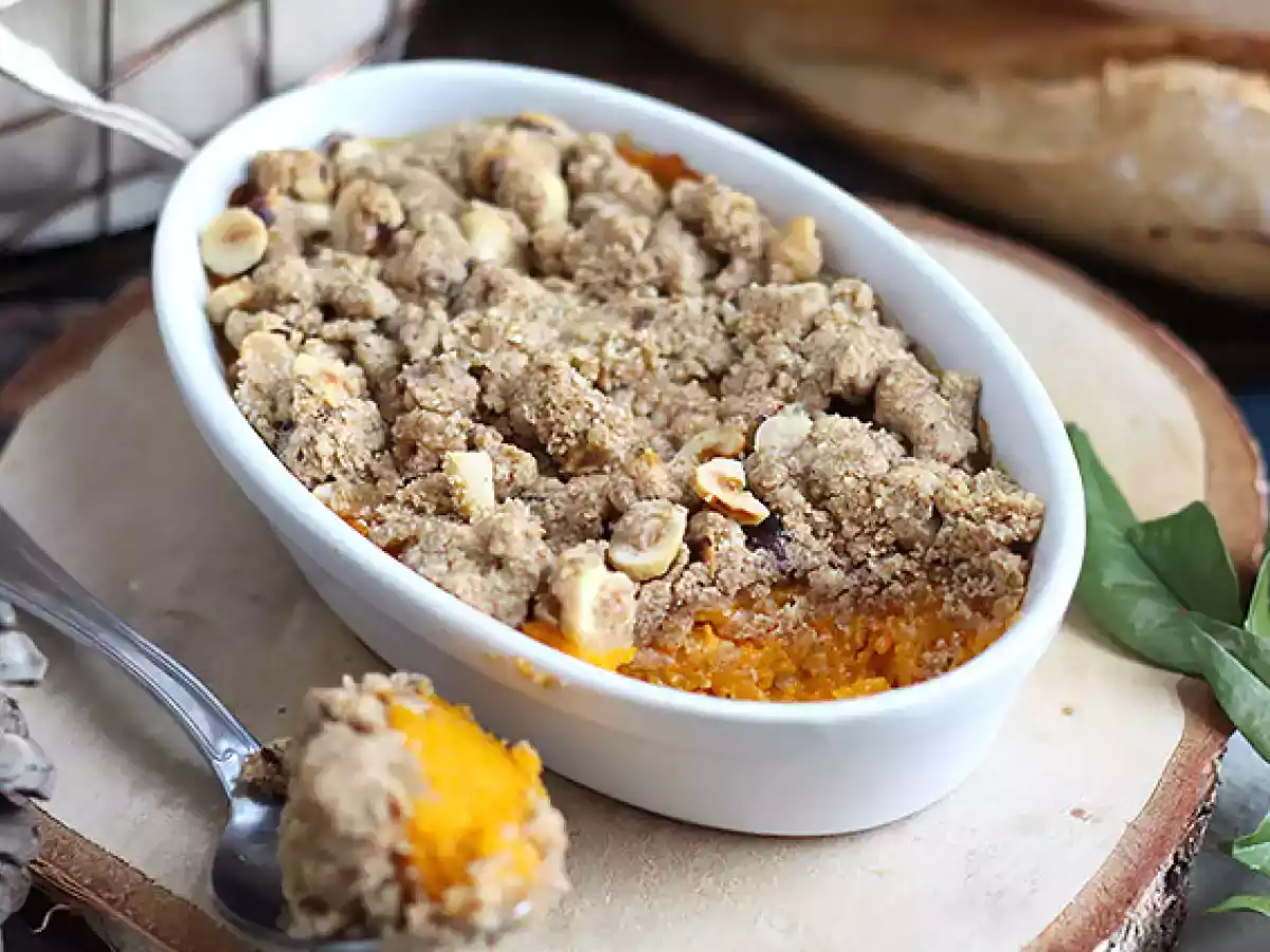 Crumble de calabaza y avellanas