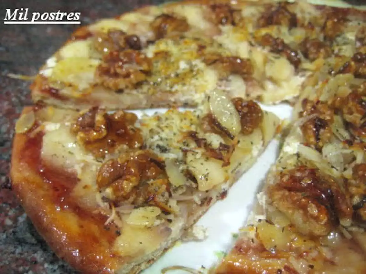 Daring bakers, desafío octubre. Pizza de manzana y frutos secos