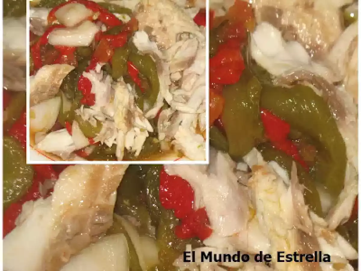 Dorada a la plancha con pimientos asados