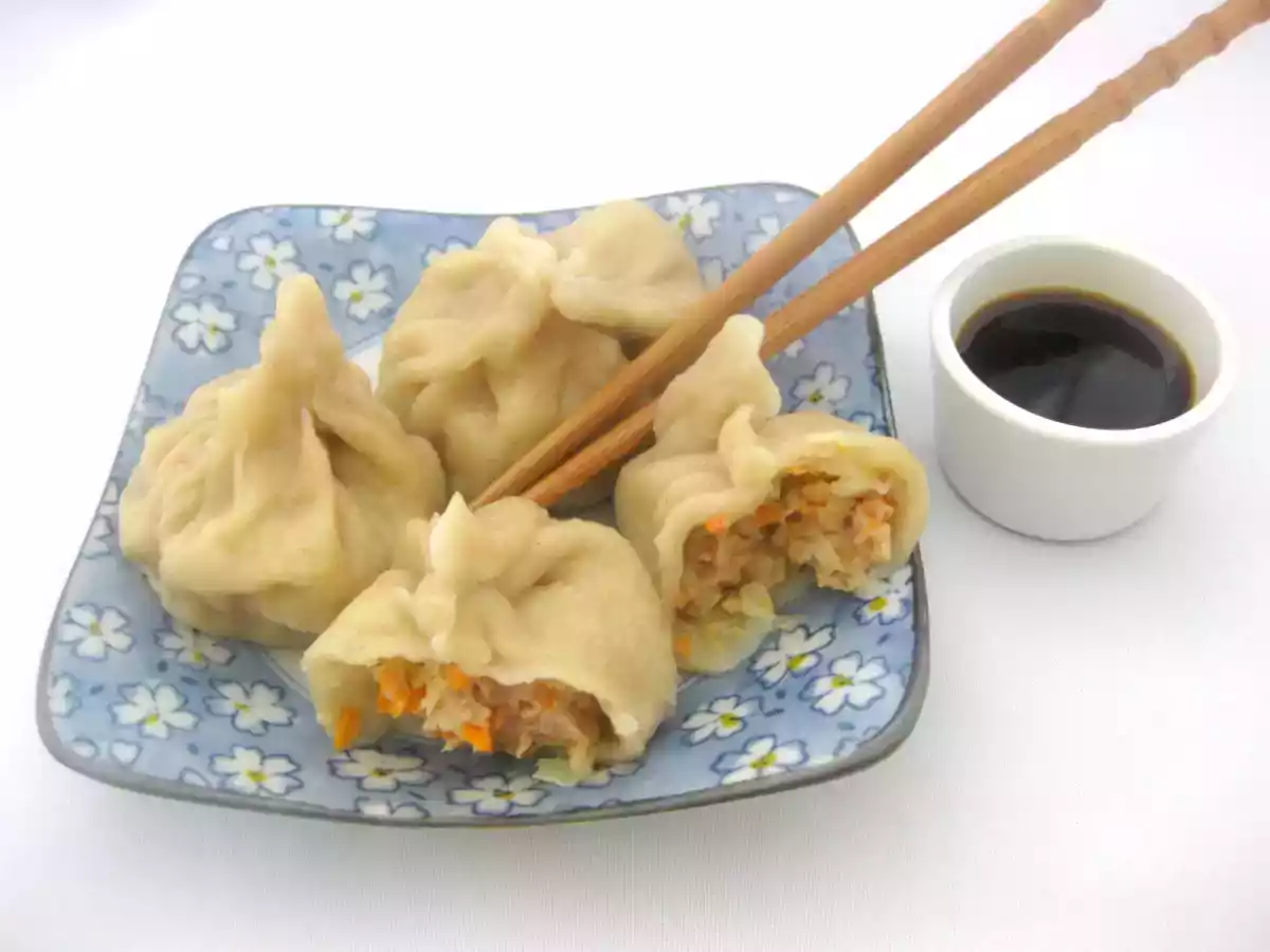 Dumplings o empanadillas chinas al vapor (con y sin Thermomix)