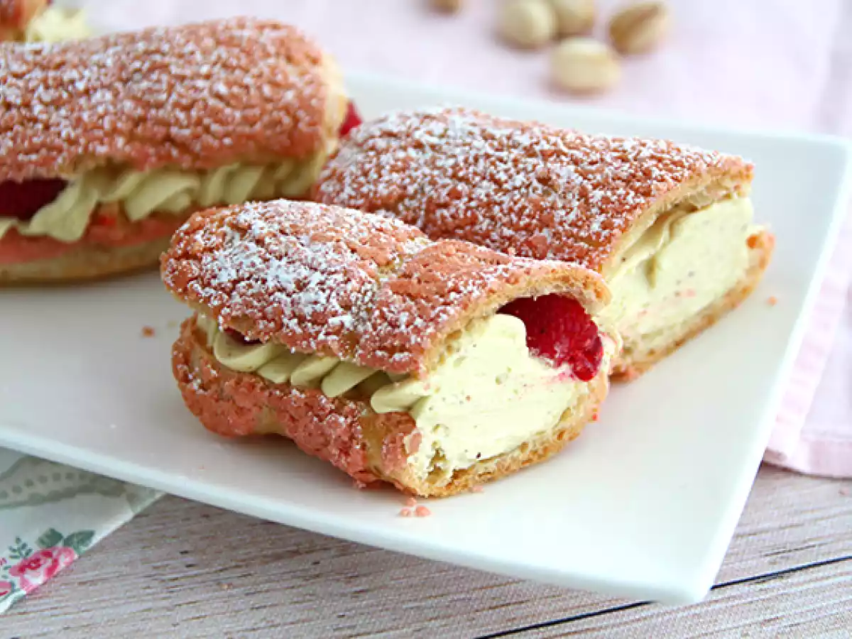 Eclairs de pistacho y frambuesas - foto 4