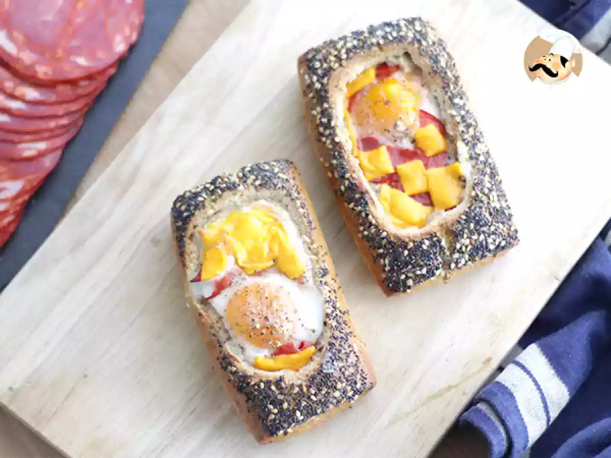 Egg boat de chorizo y cheddar. Barco de huevo - foto 2