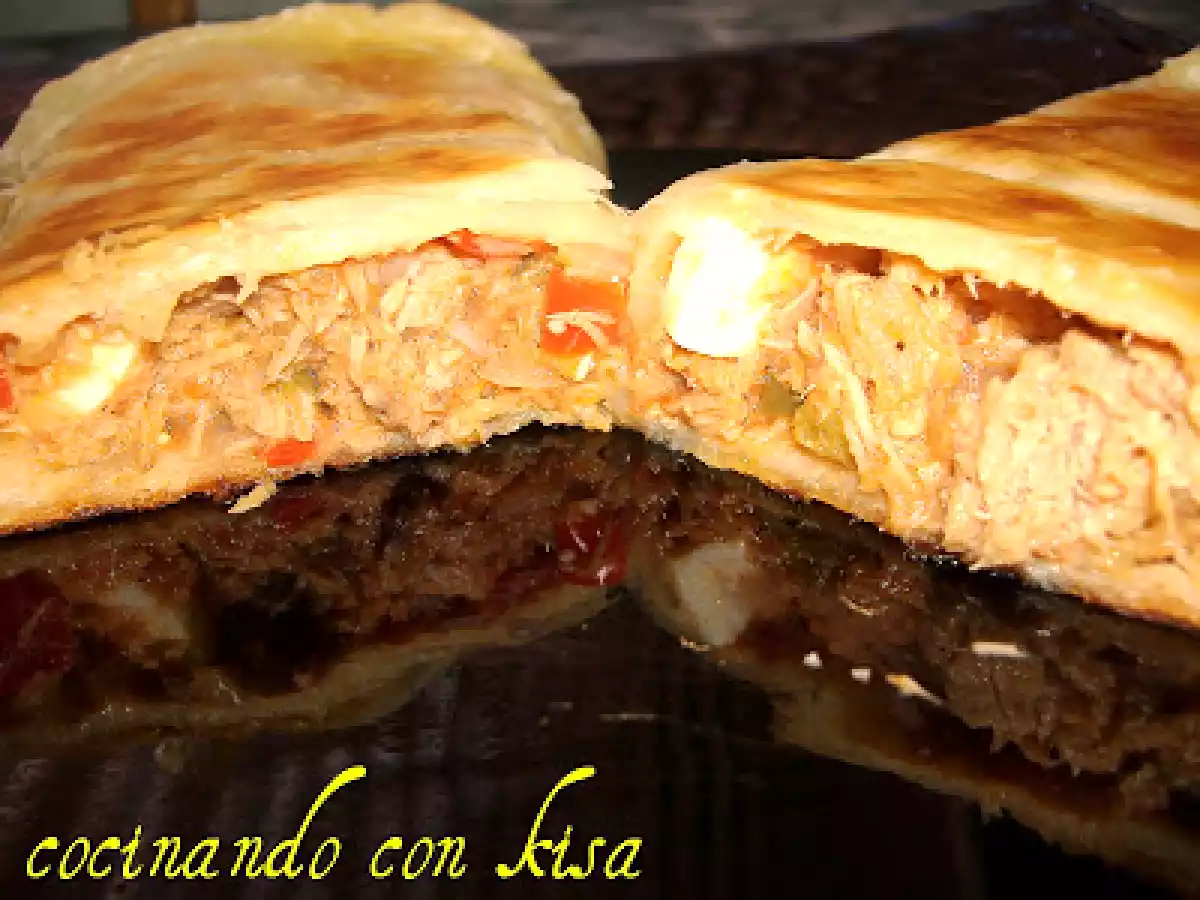 Enrejado de Hojaldre con Pisto y Atun o Rollitos