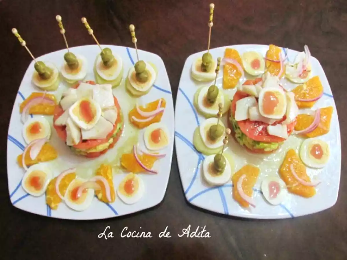 Ensalada con naranjas, bacalao y huevos cuadrados - foto 14