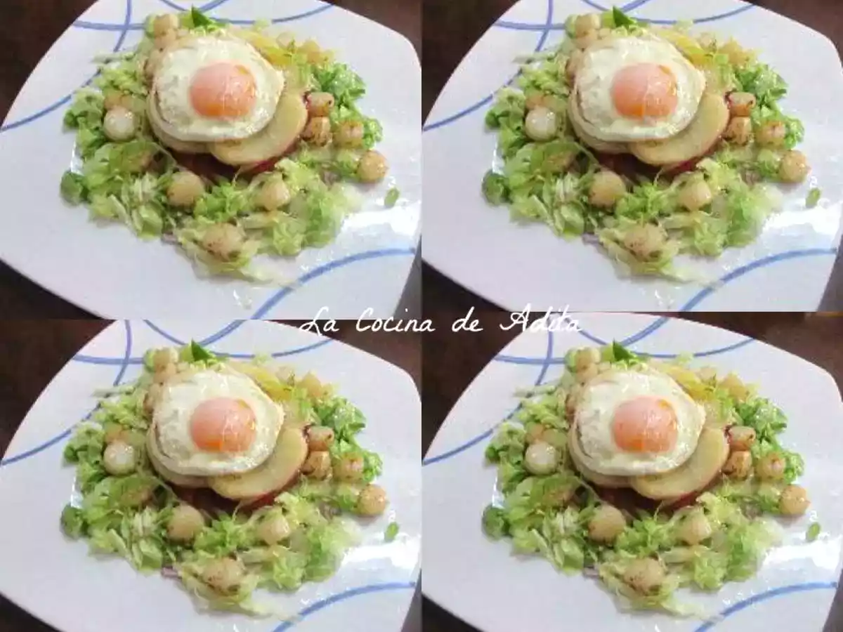 Ensalada con vieiras y huevo a la plancha - foto 12