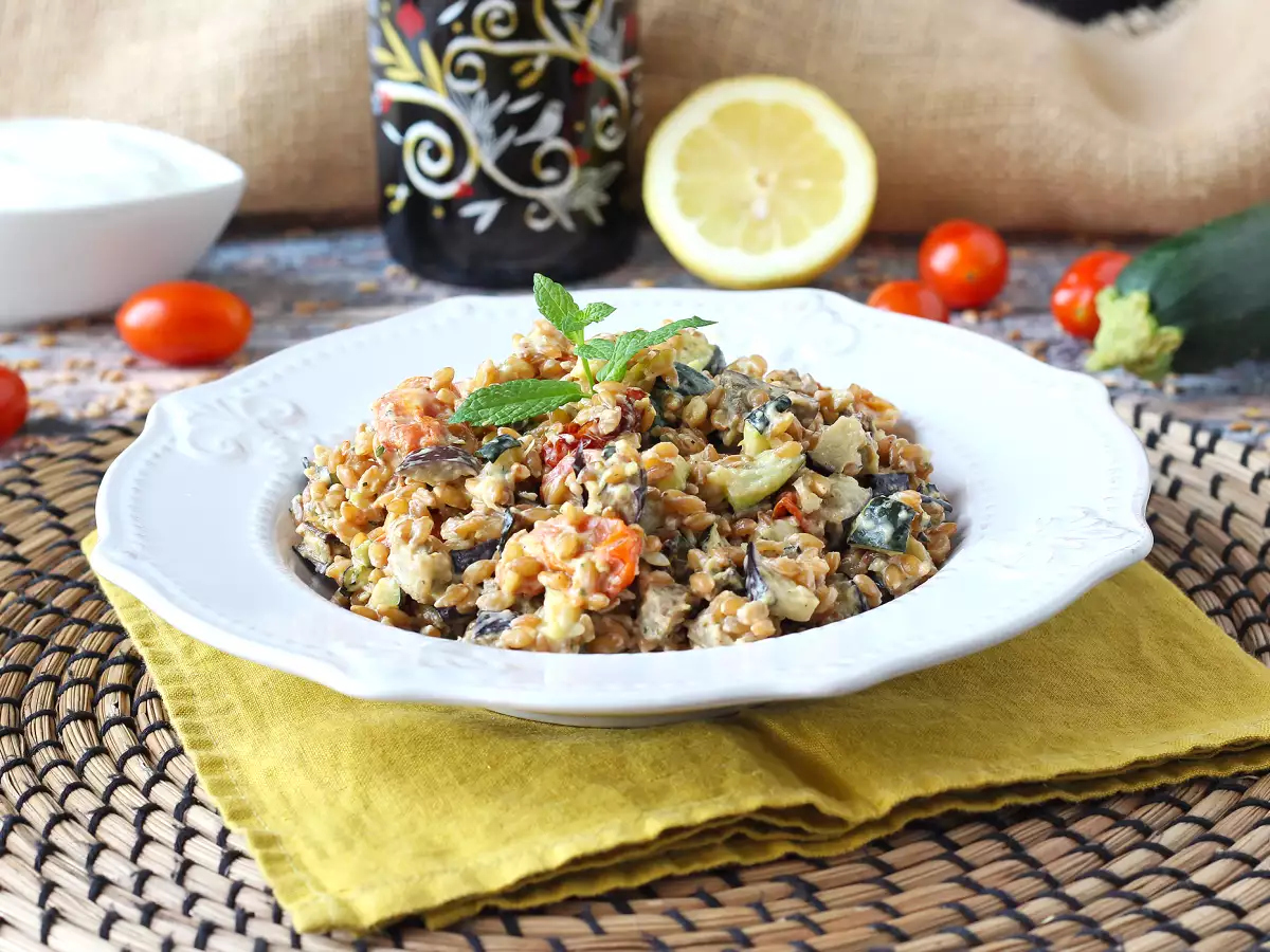 Ensalada cremosa de espelta con verduras asadas - foto 3