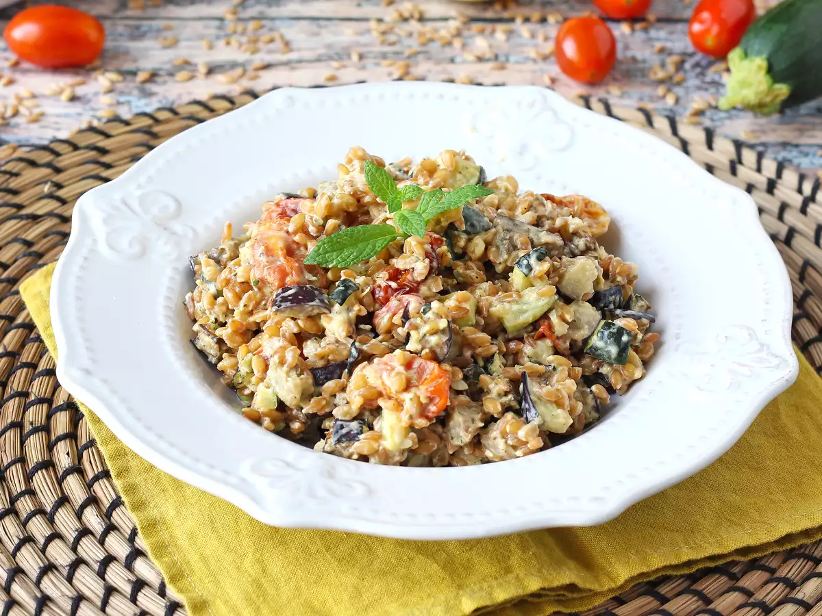 Ensalada cremosa de espelta con verduras asadas - foto 5