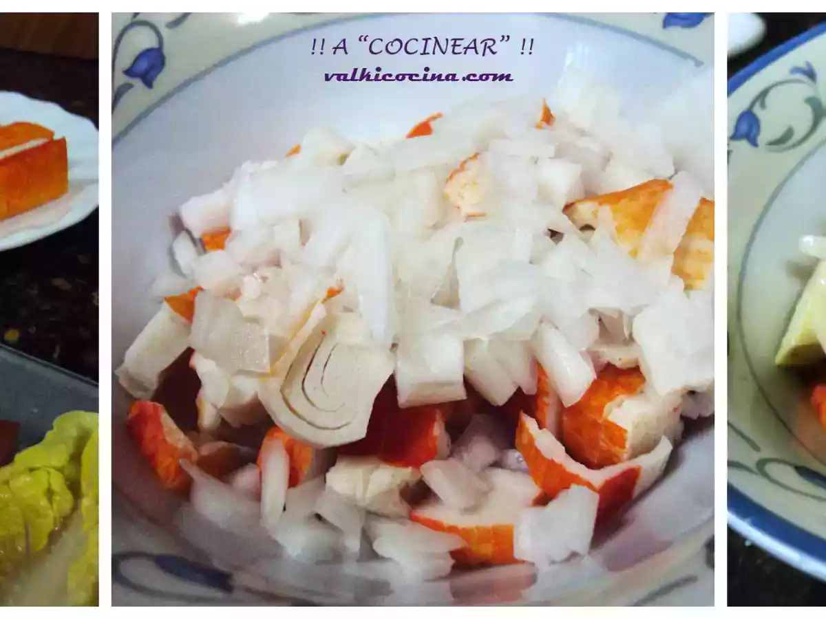 Ensalada de aguacate y palitos de cangrejo con cogollos - foto 2