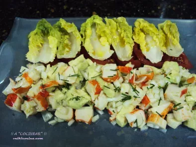 Ensalada de aguacate y palitos de cangrejo con cogollos - foto 4