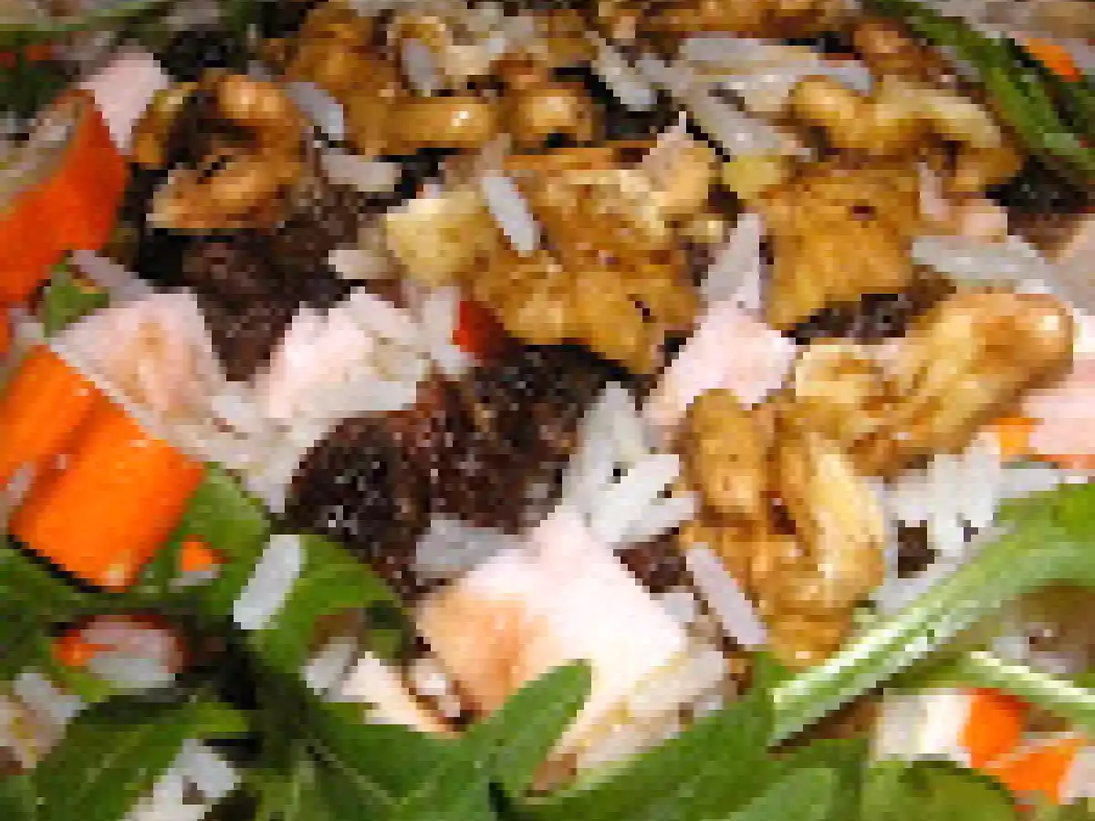Ensalada de Arroz con Rúcula, Nueces y Pasas