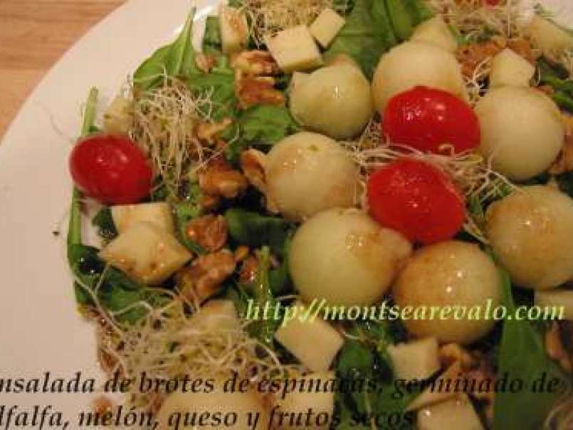Ensalada de espinacas, alfalfa, melón, queso y cherry, foto 2
