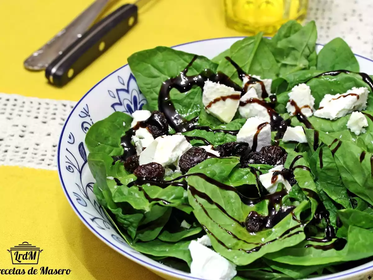Ensalada de espinacas con queso de cabra