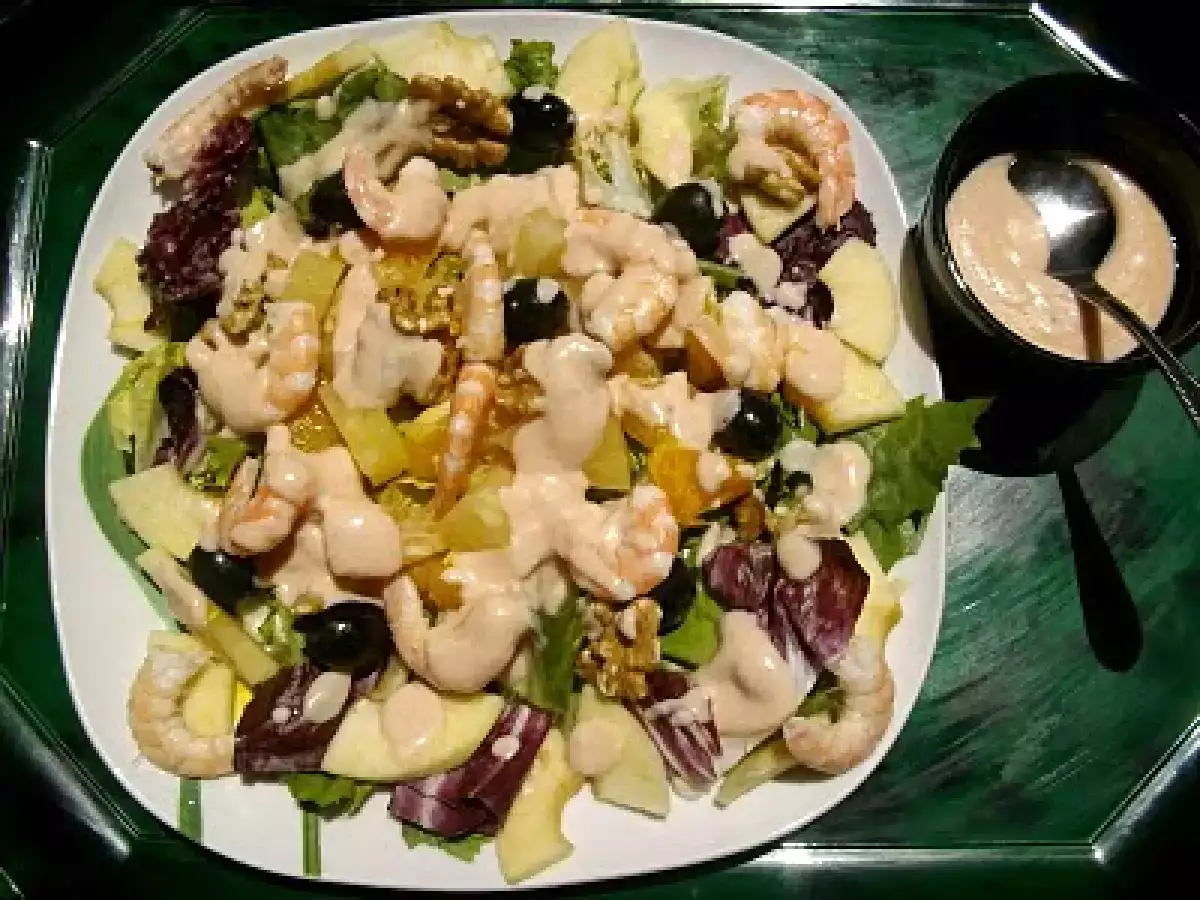 ENSALADA DE FRUTA Y GAMBAS
