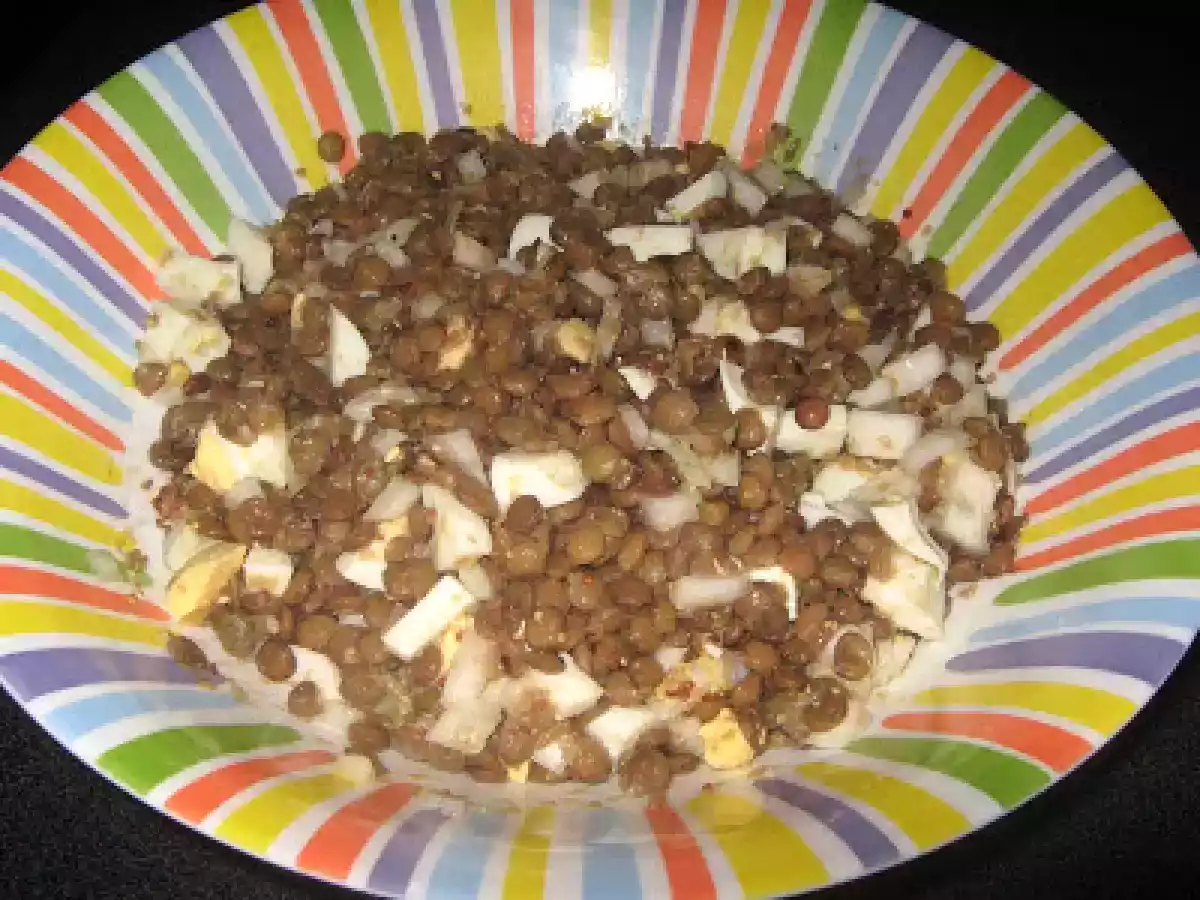 Ensalada de lentejas con vinagreta de mostaza