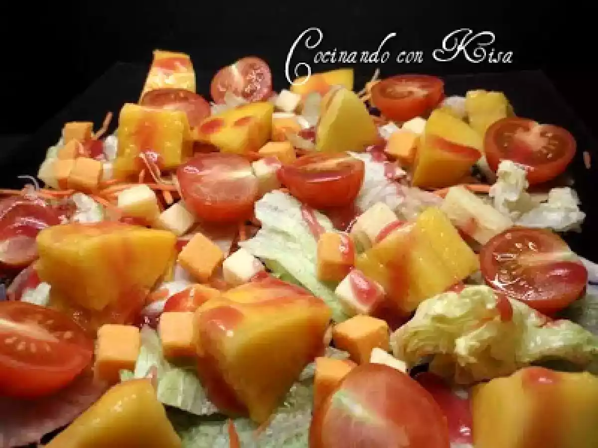 Ensalada de mango con vinagre de frambuesa