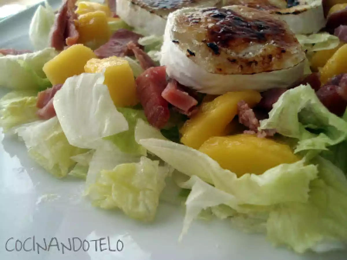 ENSALADA DE MANGO, JAMON Y QUESO DE CABRA
