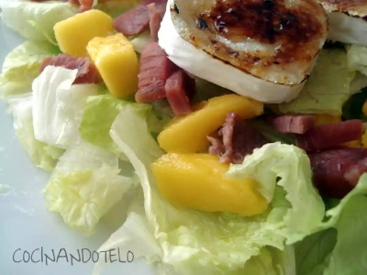 ENSALADA DE MANGO, JAMON Y QUESO DE CABRA - foto 2