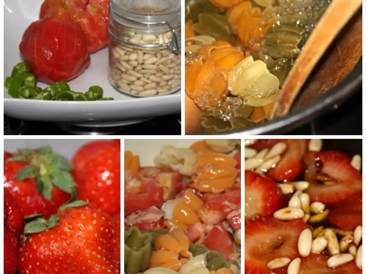 Ensalada de pasta con vinagreta de fresas y piñones - foto 4