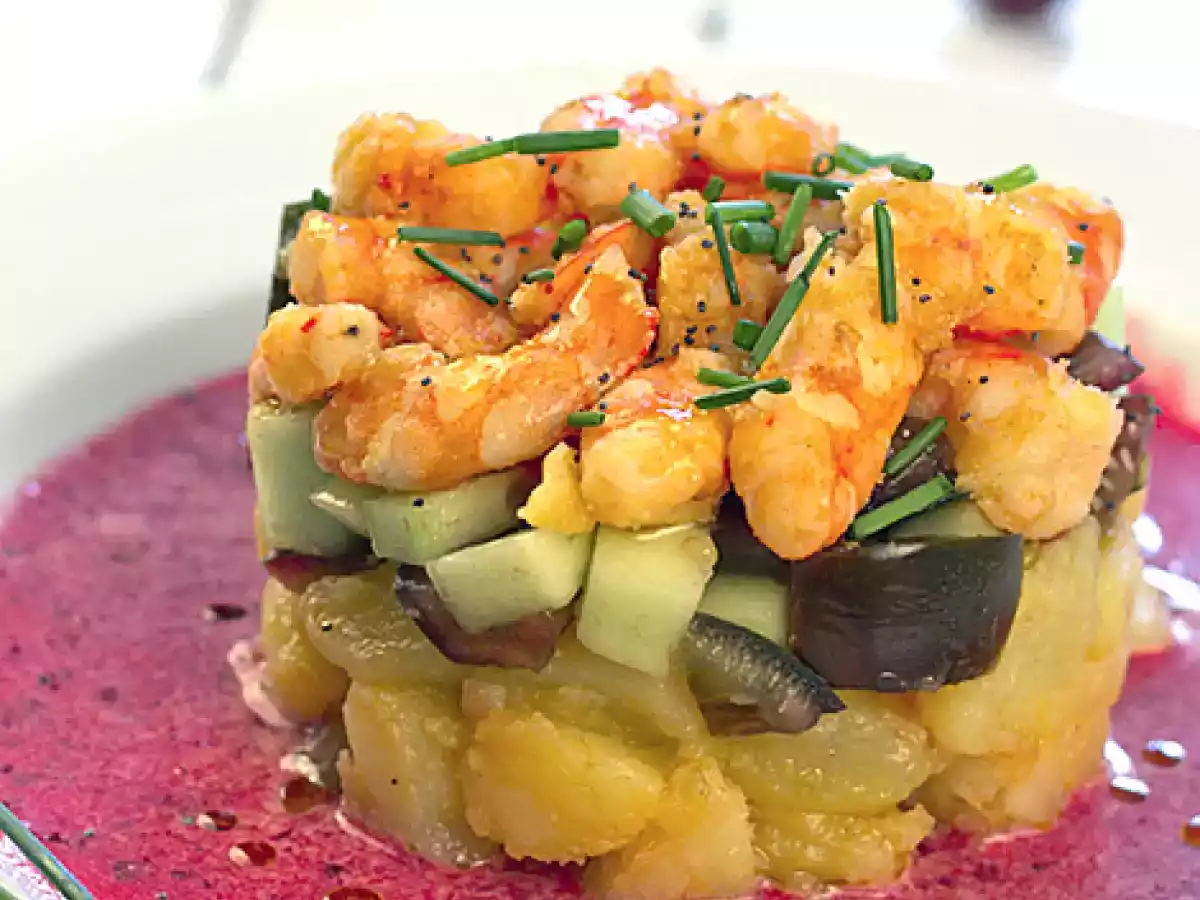 Ensalada de patata a la vinagreta de cerezas