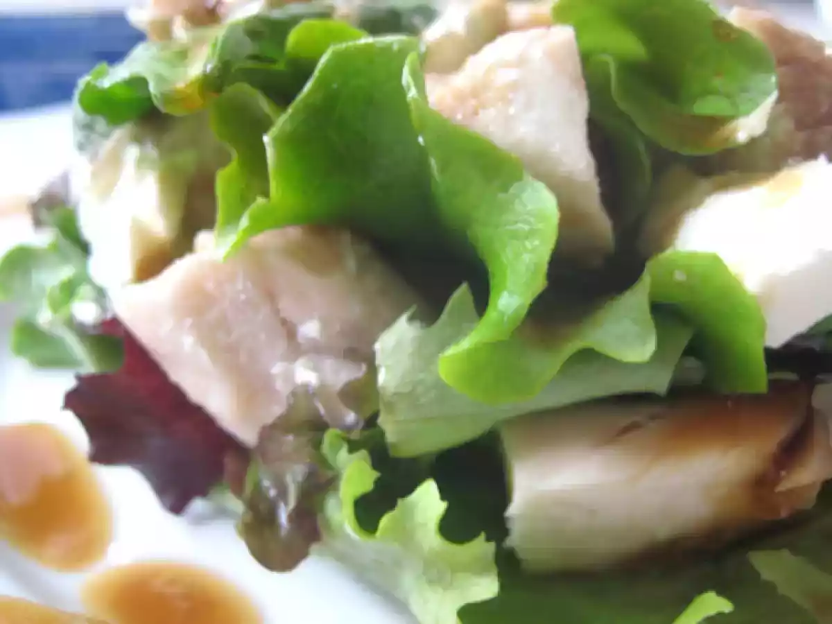 Ensalada de pollo y crema de queso con reducción de Pedro Ximenez - foto 2