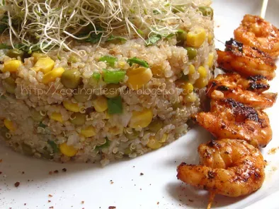 Ensalada de quinoa o quinua con langostinos especiados - foto 4