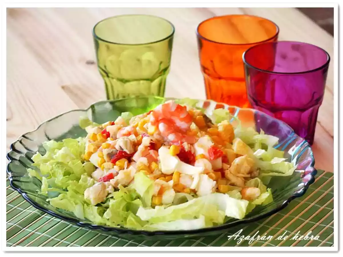 Ensalada de rape y langostinos