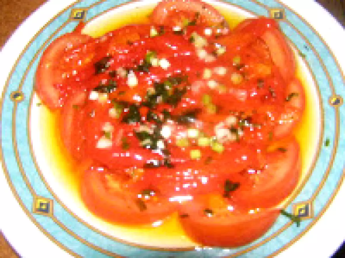 Ensalada de tomate y pimiento asado
