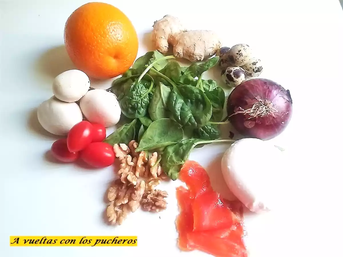 Ensalada de trucha ahumada, espinacas y naranja - foto 2